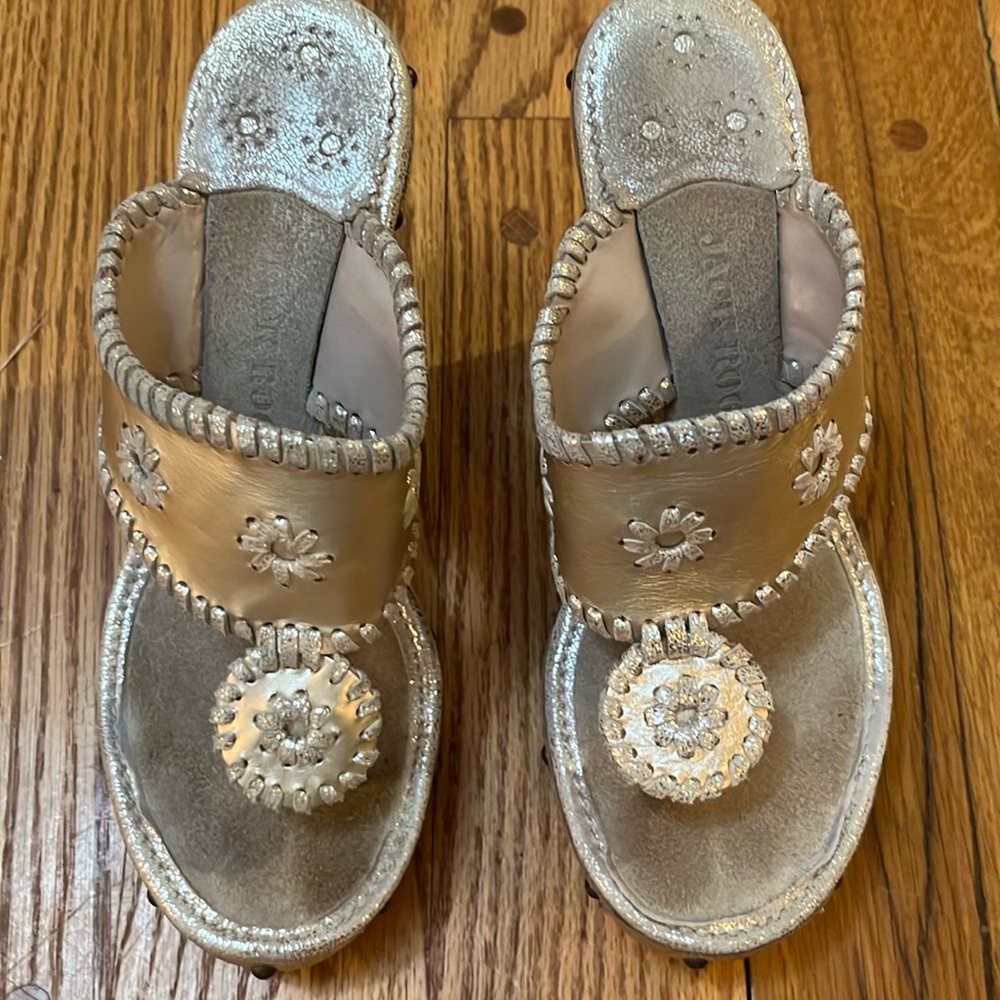 Jack Rogers beautiful gold wedge sandals